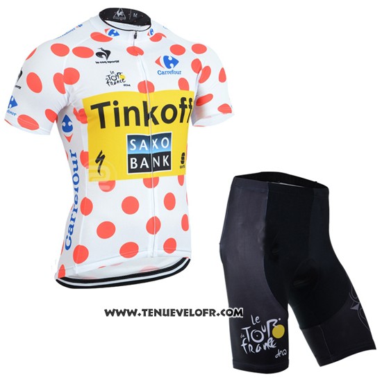 2014 Maillot Ciclismo Tour DE France Saxobank Lider Blanc et Rouge Manches Courtes et Cuissard